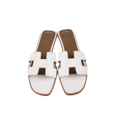 White Oran Sandals From Hermes