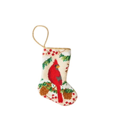 Needlepoint Mini Cardinal Stocking from Bauble Stockings