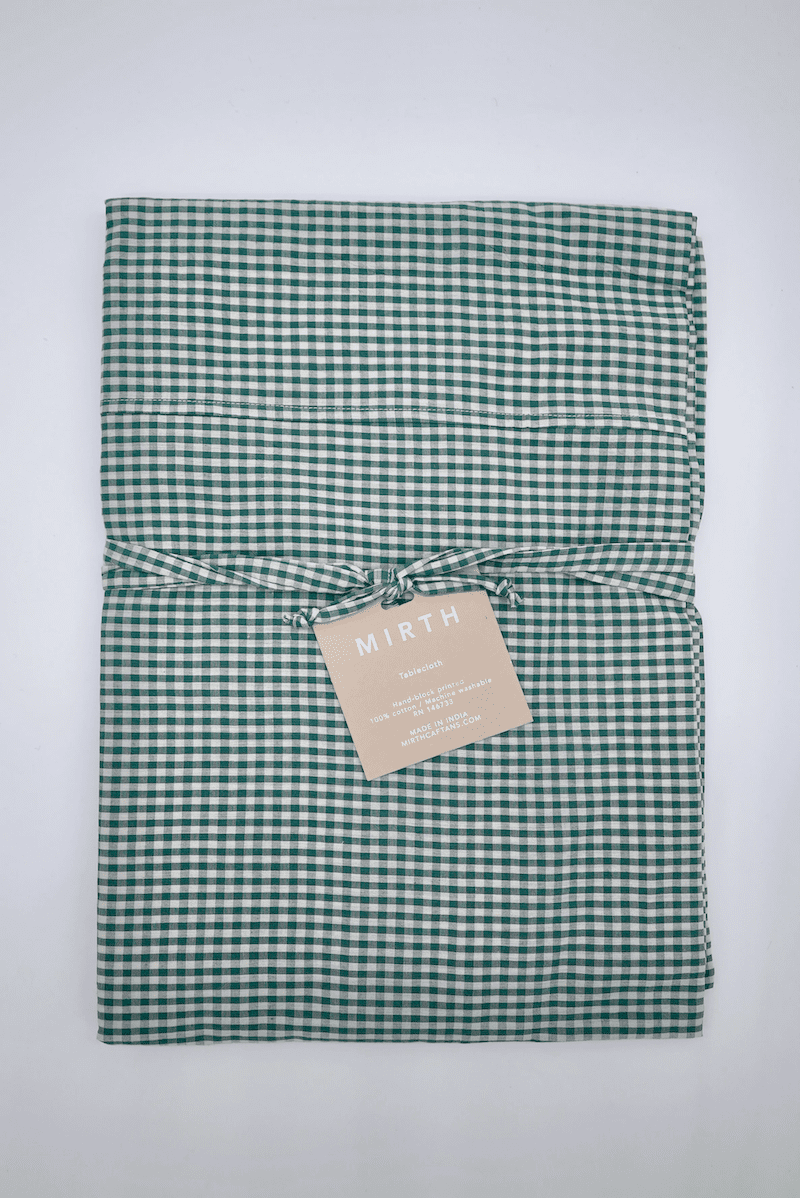 Green Gingham Tablecloth from MIRTH