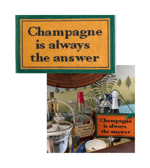 Champagne Is Always The Answer Needlepoint Canvas by Ann Kaye Studio